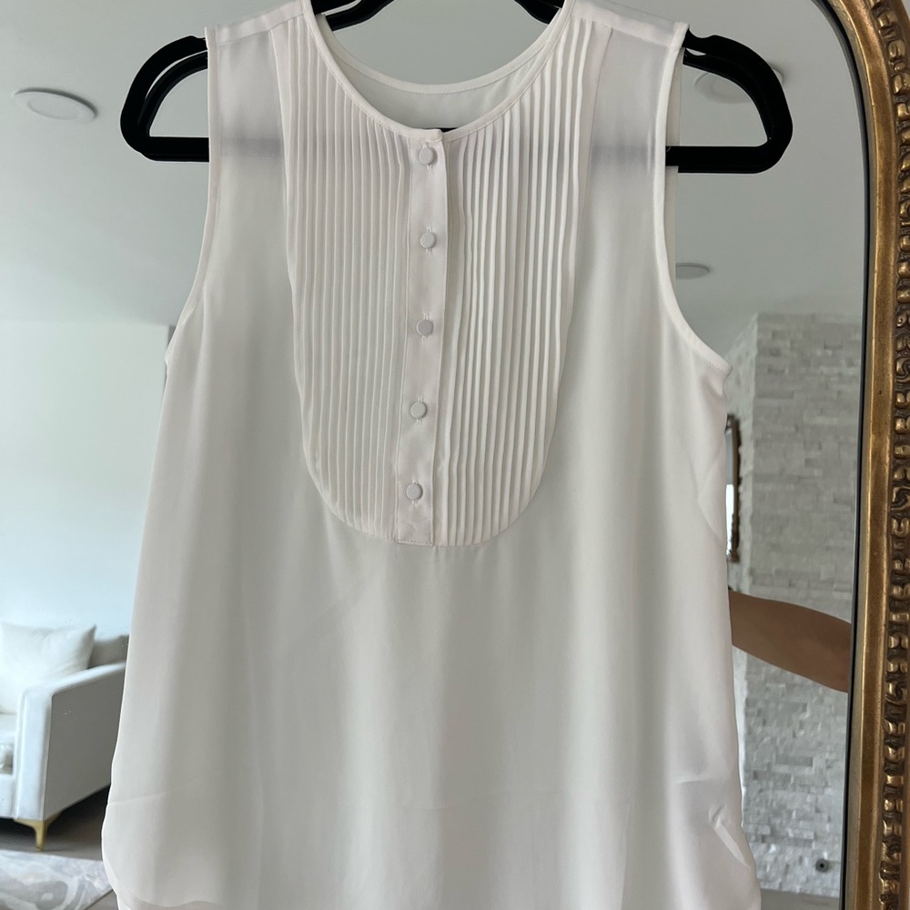 JCrew Drapey Tuxedo Top White Sleeveless Blouse -New